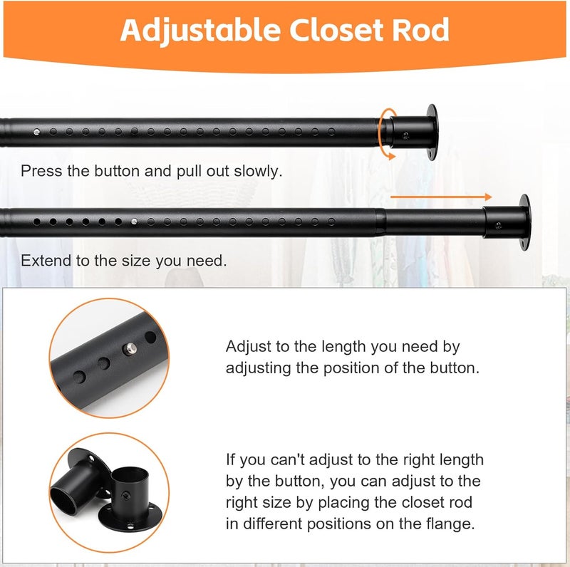 FactionGarden Closet Rods for Hanging Clothes, Heavy Duty Closet Rod 17-82 Inch Adjustable Clothes Hanging Bar Metal Shower Curtain Rods for Closet, Wardrobes, Bathroom, Windows - Image 3
